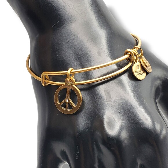 Alex and Ani Gold Tone World Peace Rafaelian Bangle Bracelet - Picture 2 of 9